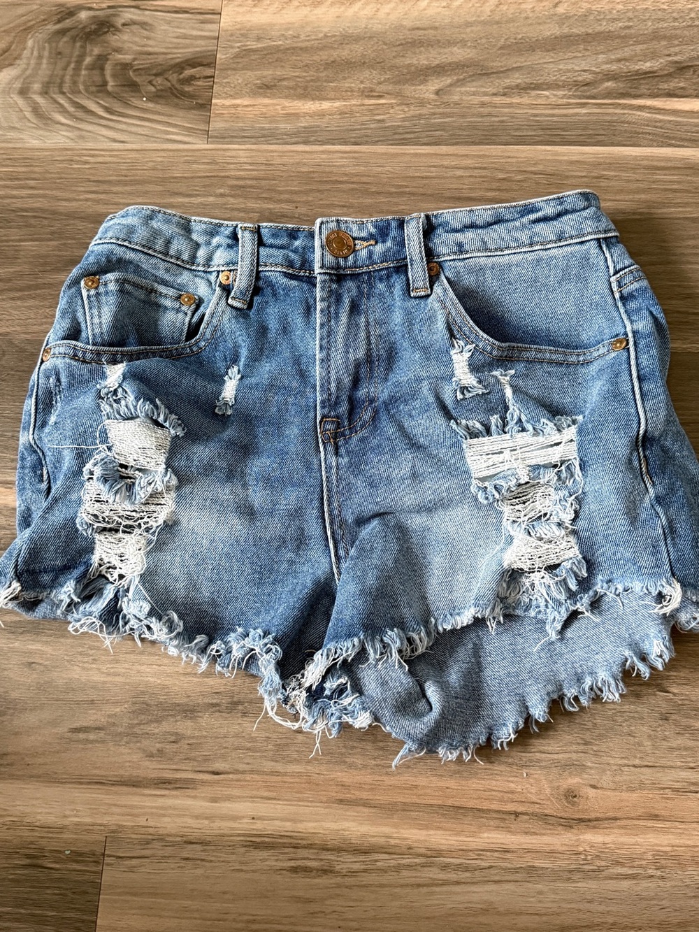 Almost Famous Light Blue Distressed Denim Shorts